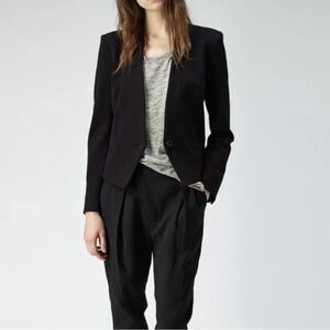 Helmut Lang Gala Tux Blazer Collarless Black Cropped
